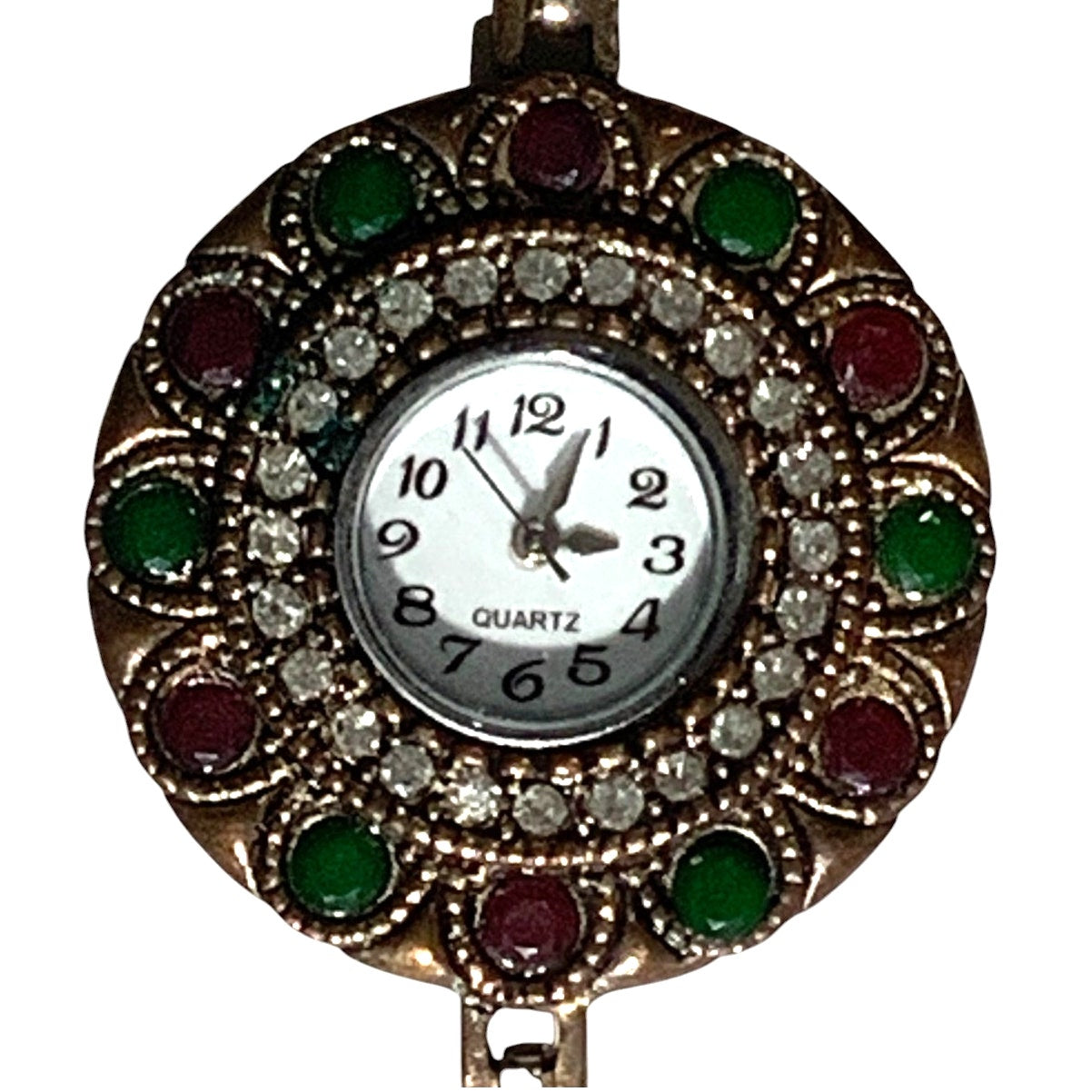 Vintage Flower Quartz Watch Round Women's Bracelet, Non-Operable