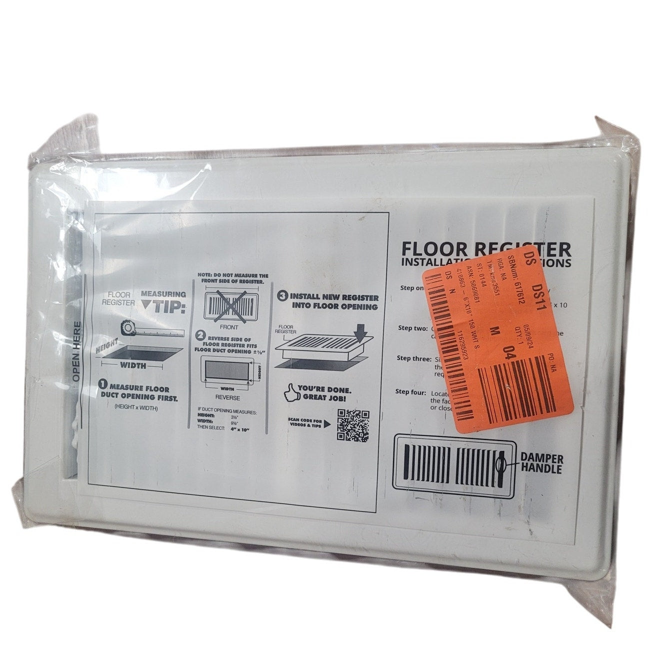Everbilt 6 in. x 10 in. 2-Way Steel Floor Register in White