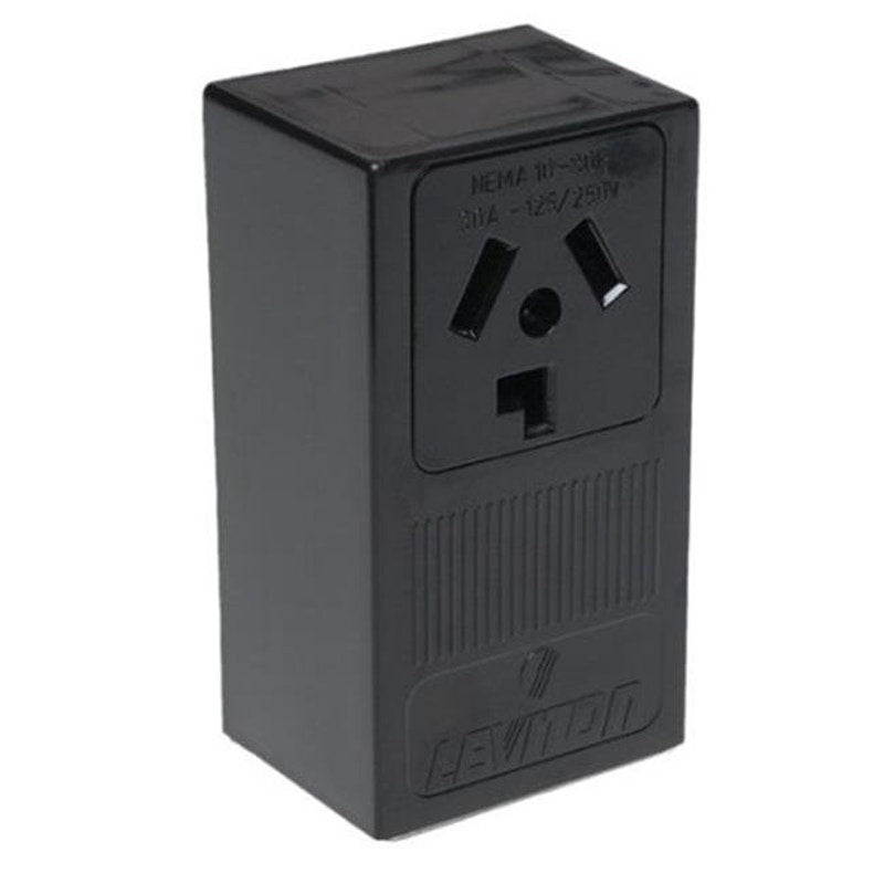 Leviton 30 Amp Surface Mount Power Single Outlet, Black 5054-P00