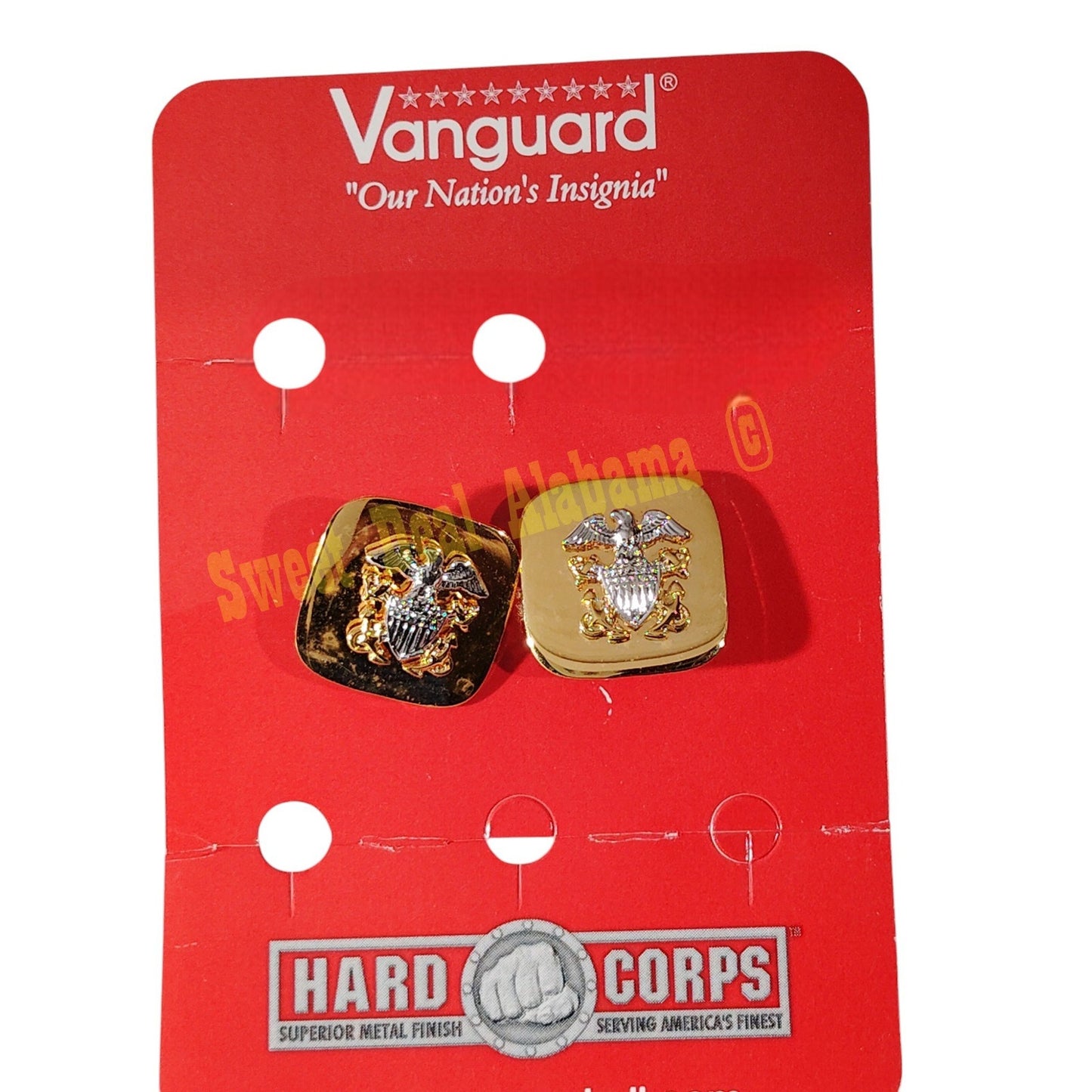 Vanguard Navy Officer Cufflinks, Gold w/ Silver Shield and Eagle, 3/4" x 3/4"