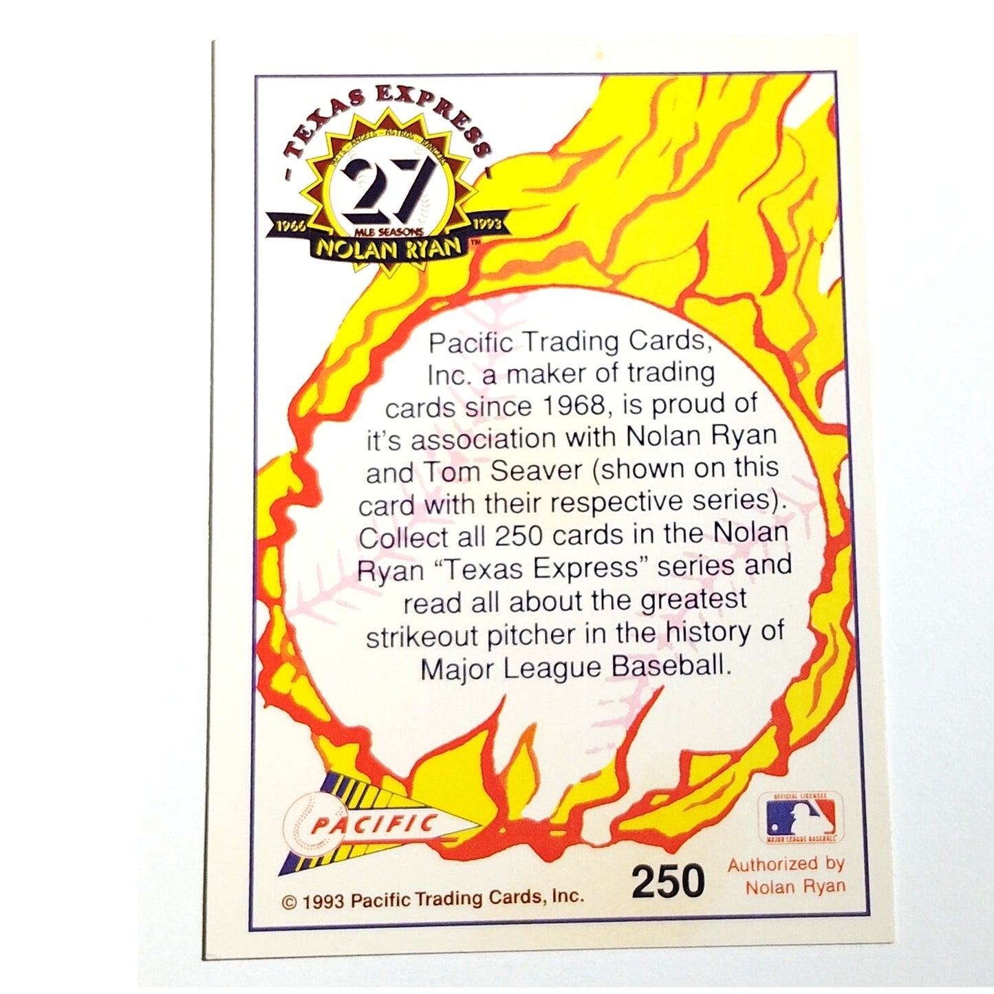 1993 Pacific Texas Express Nolan Ryan 250 Texas Rangers Pitcher Baseball Card NM