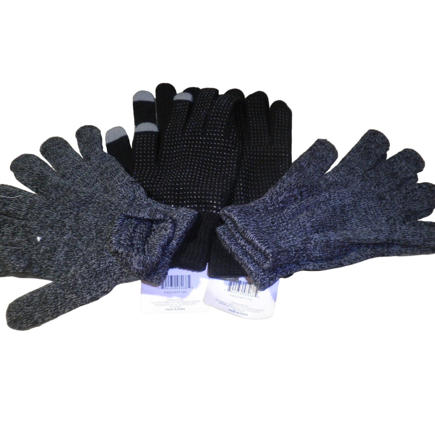 Mens Mission Ridge 4-pack Knitted Gloves, 2 Gripper Palm Gloves and 2 Regular