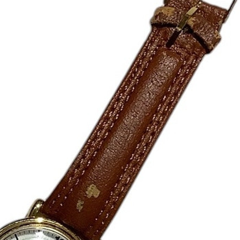 Great American Unisex Gold Tone Wristwatch, Brown Leather Band, Non-Operable