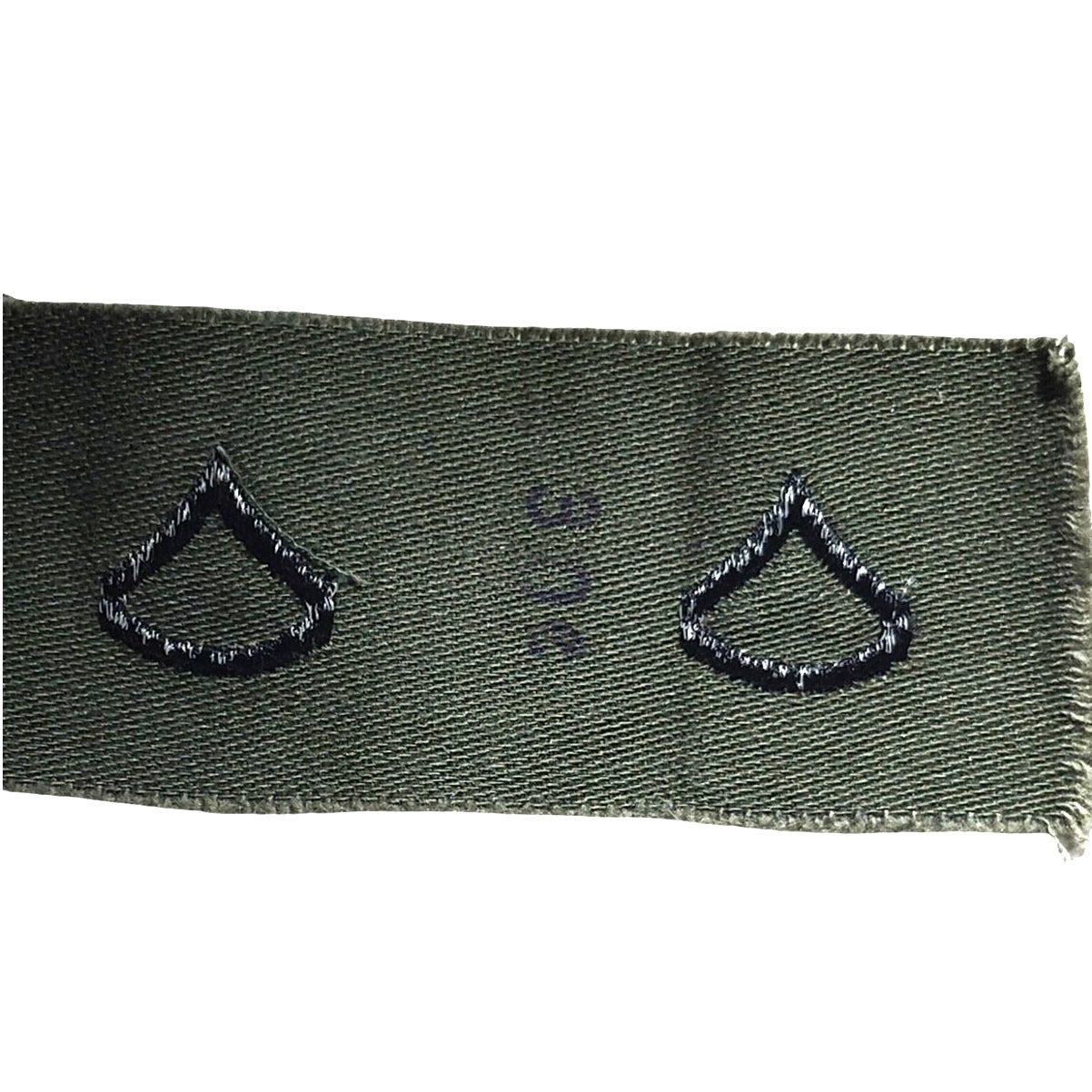 Vietnam War-Era U.S. Army E-3 Rank Patch Pair – Private First Class – OD Green – Subdued – 4¼" x 1⅞"