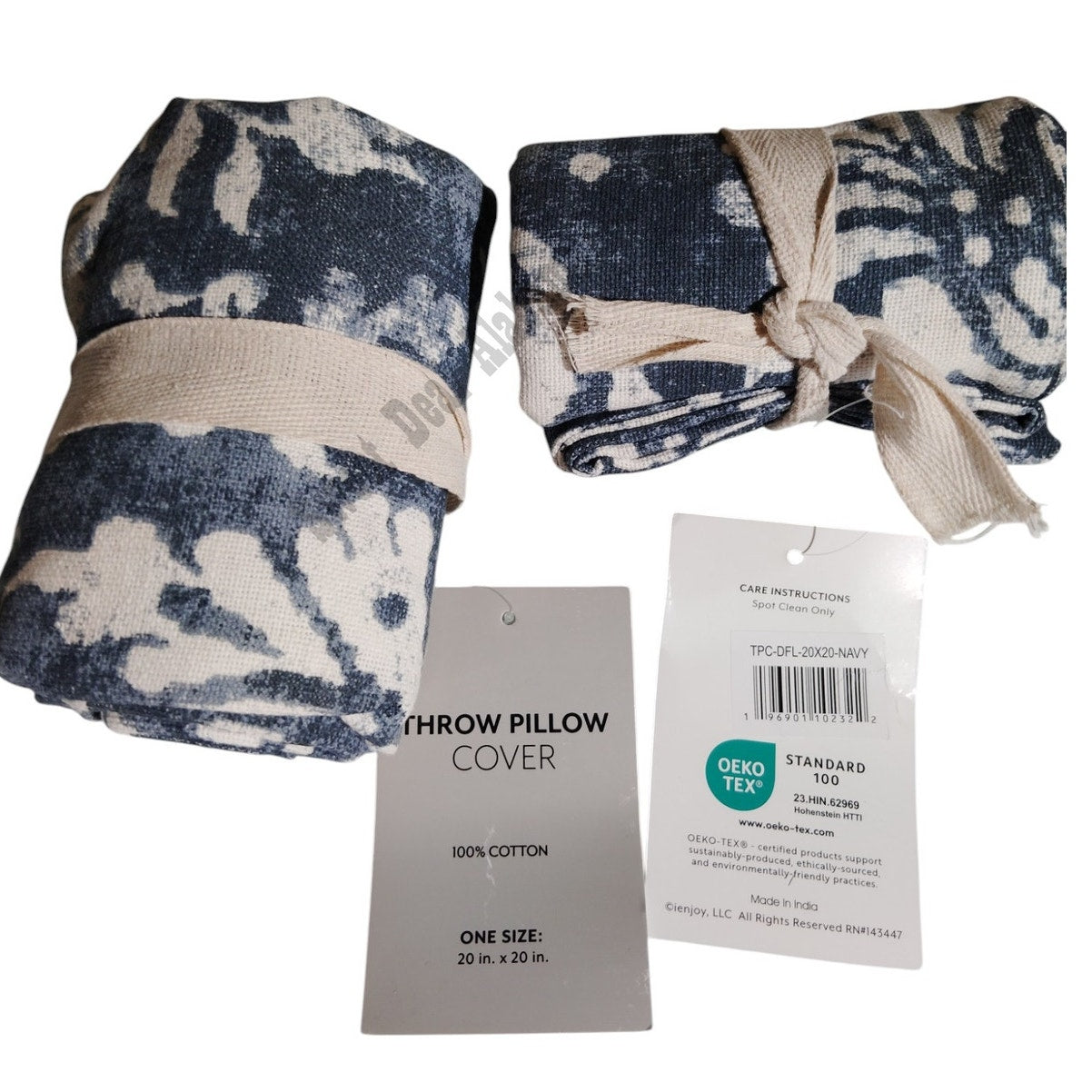 Ienjoy 20x20 Cotton Pillow Covers, Set/2 Decorative Pillow Covers, Navy