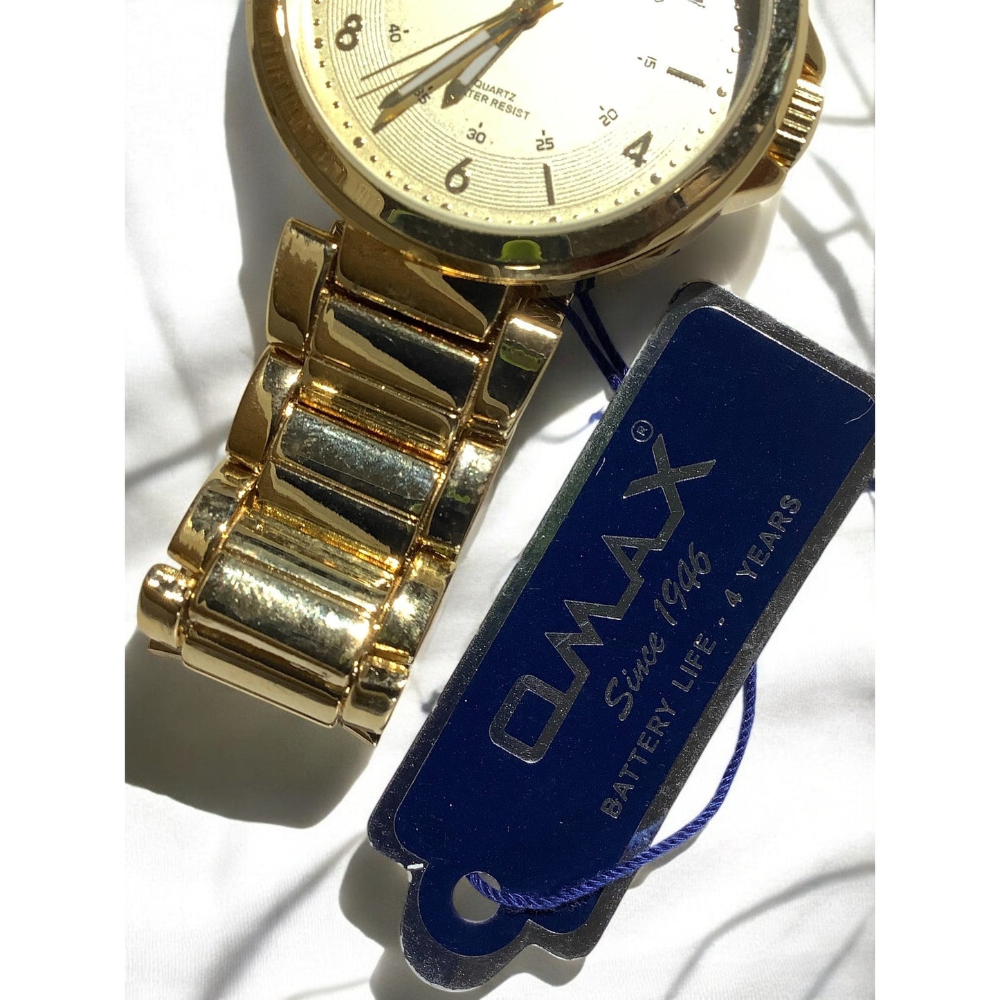 Omax HBJ979 Mens Water Resistant Quartz Watch, Gold Tone, 1-1/2"D, Needs Battery