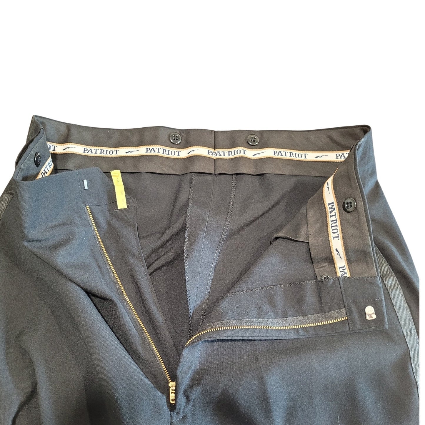 Ceremonial Black Dress Slacks - Size 38x28 (38S) - Side Stripe -Uniform Trousers