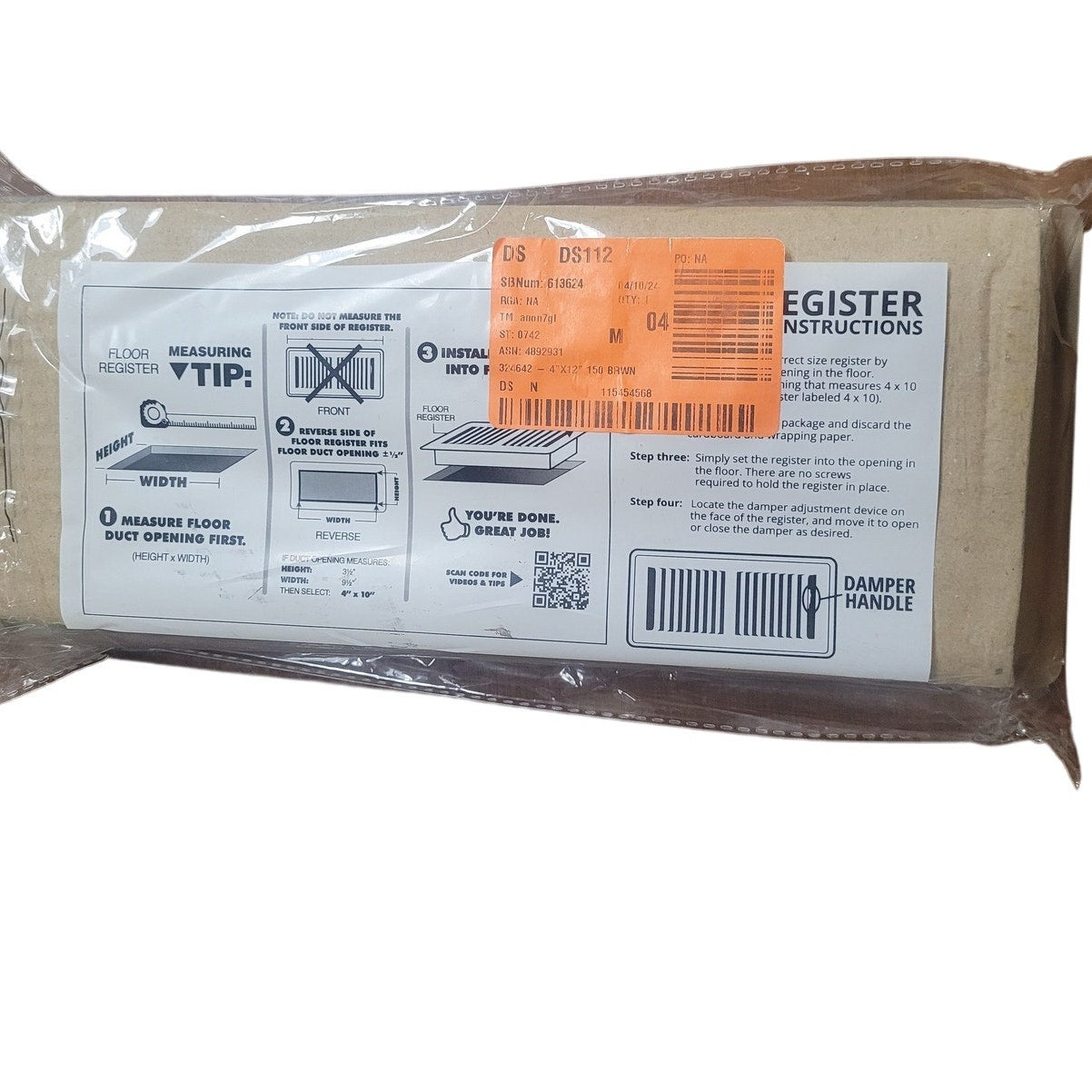 Everbilt 4 in. x 12 in. 2-Way Steel Floor Register, Brown #324642