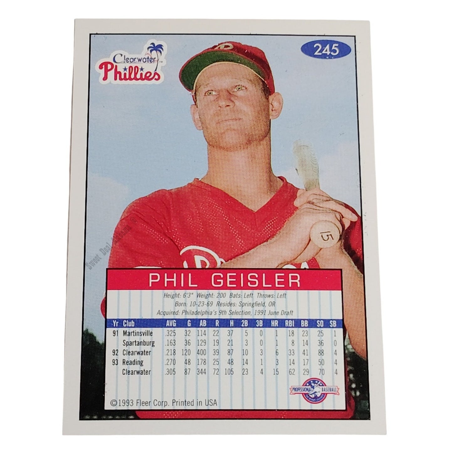 Phil Geisler, Clearwater Phillies, No. 245, 93-94 Fleer Excel Minor Leagues