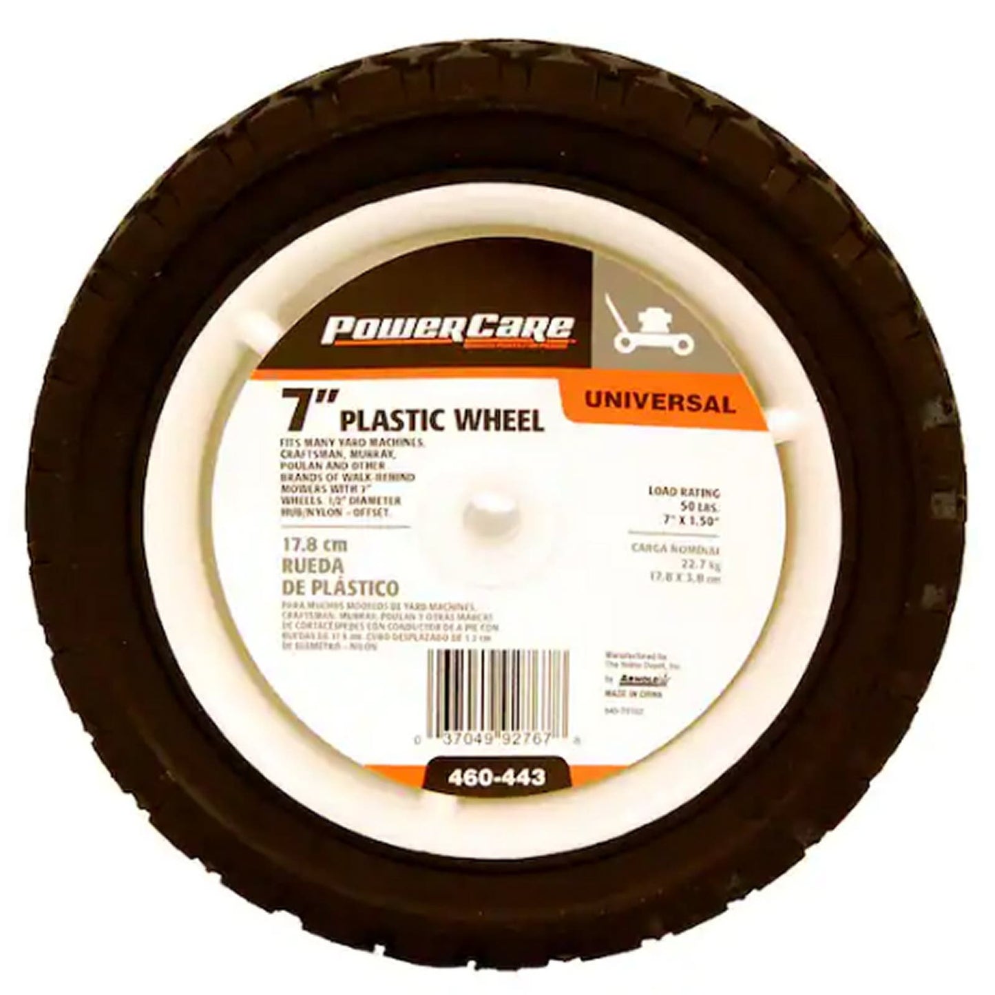 2-PK Powercare 7 in. x 1.5 in. Universal Plastic Wheel Set for Lawn Mowers