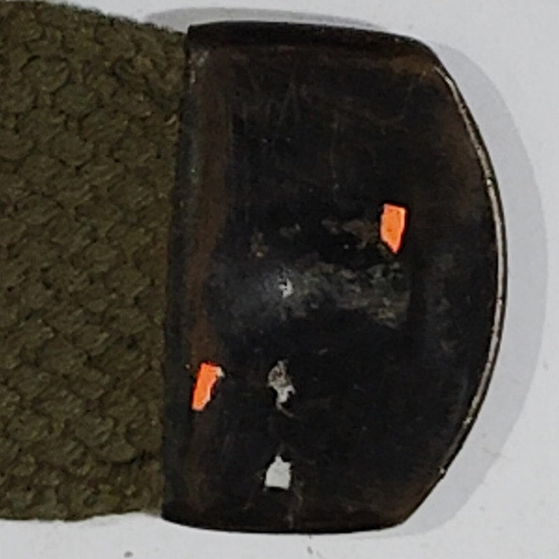 65" x 1-1/4" Military Green Webbing Belt – w/ Flat Buckle, Dimpled Metal Keeper