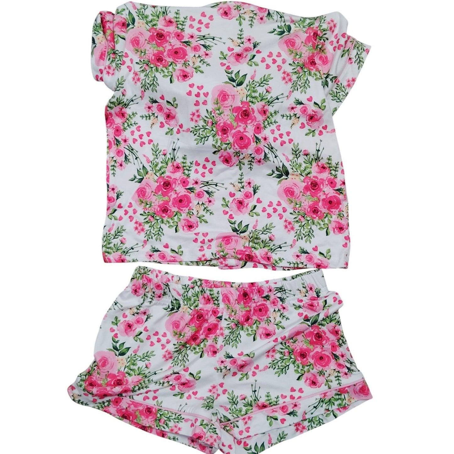 Tahari Girl’s 2-Piece Pajama Set w/ Free Matching Hair Scrunchie – Size 5/6 – Bright White