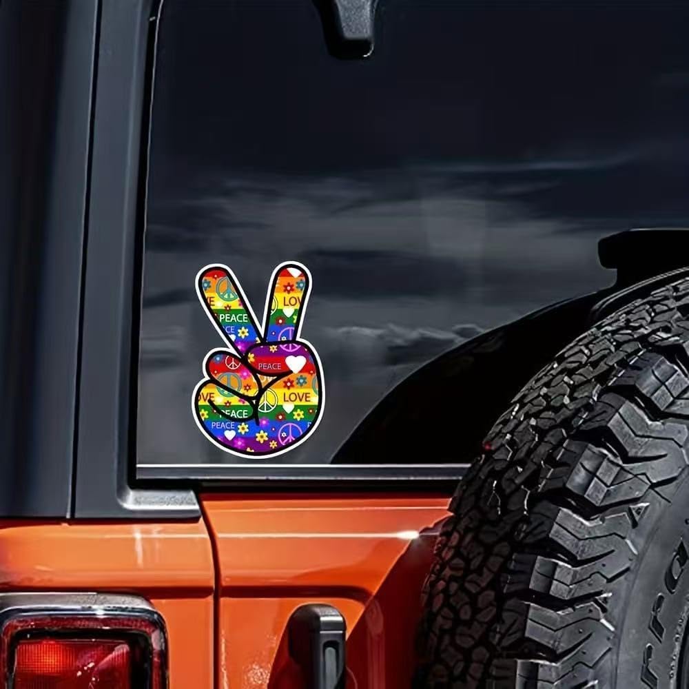 2× 2D Color Fingers Vinyl Decals – 7"x4.5", Waterproof PVC Stickers