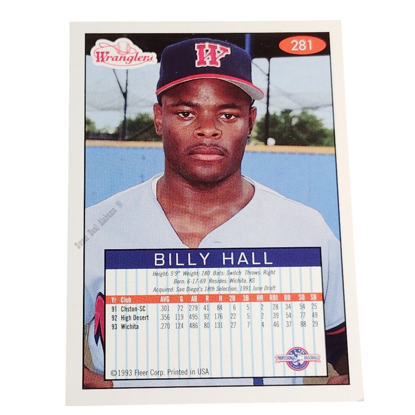 Billy Hall, Wichita Wranglers, #281, 93-94 Fleer Excel Minor Leagues
