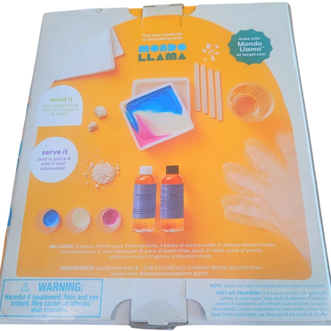 2ct Shell Resin Coasters Craft Kit – Mondo Llama – DIY Resin Pour Set with Molds, Shells & Pearls