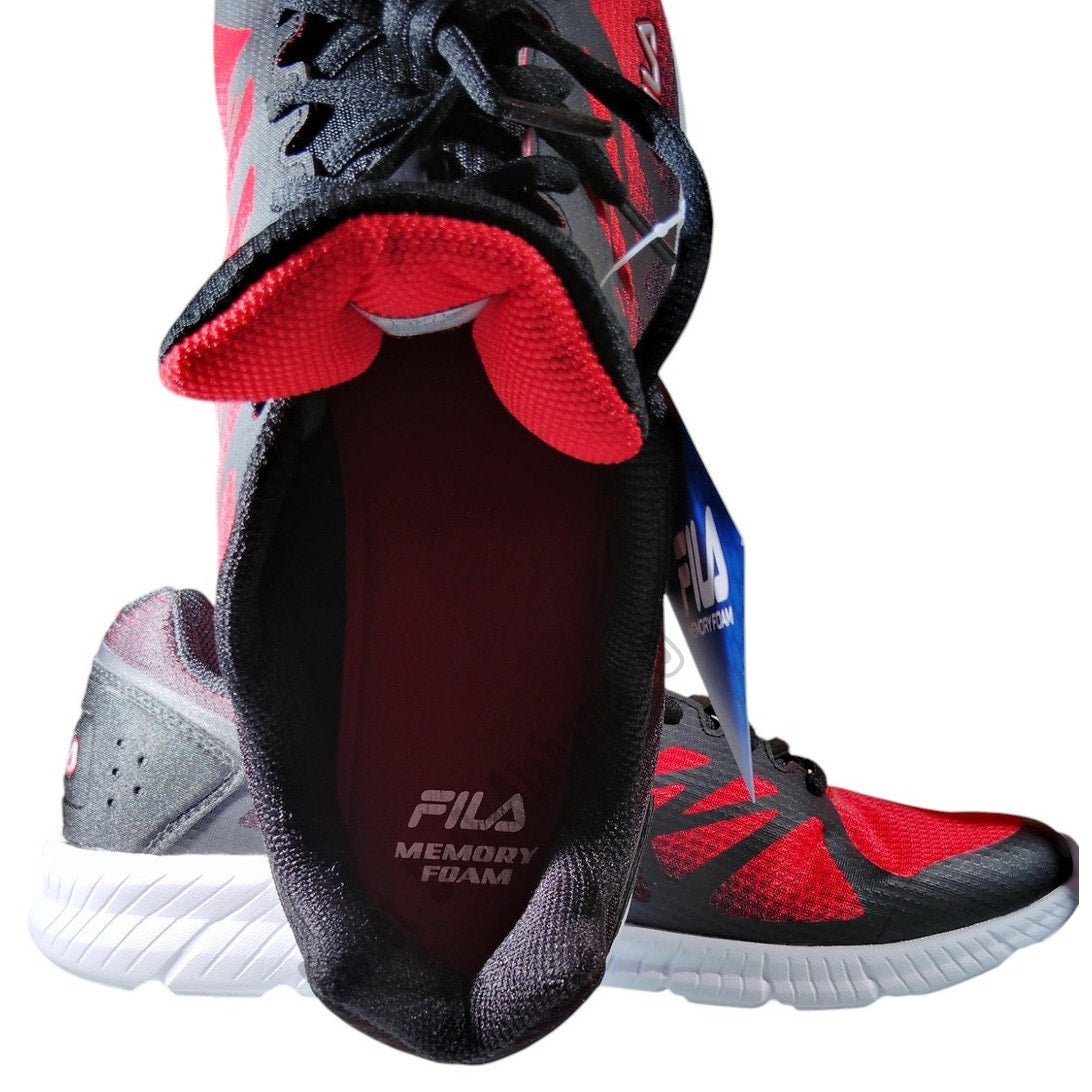 FILA Fantom 6 Men's Running Shoes, Memory Foam, Size 10, Red/Black, NIB