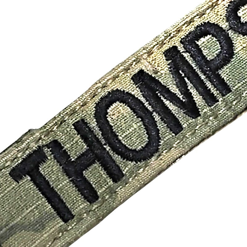 Name Tape "Thompson" Woodland Camo, Hook-and-Loop Backing, 5"W x 1"H