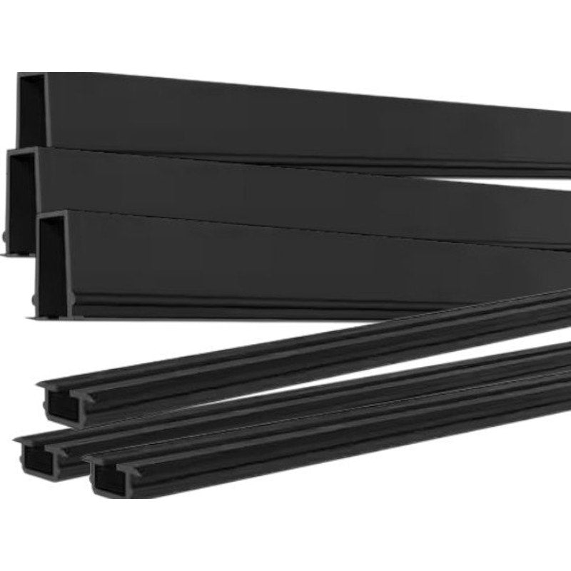6-Pack – PEAK Aluminum Railing, 6 ft. Wide Matte Black Deck Panel, Glass Gasket, For 36" High System