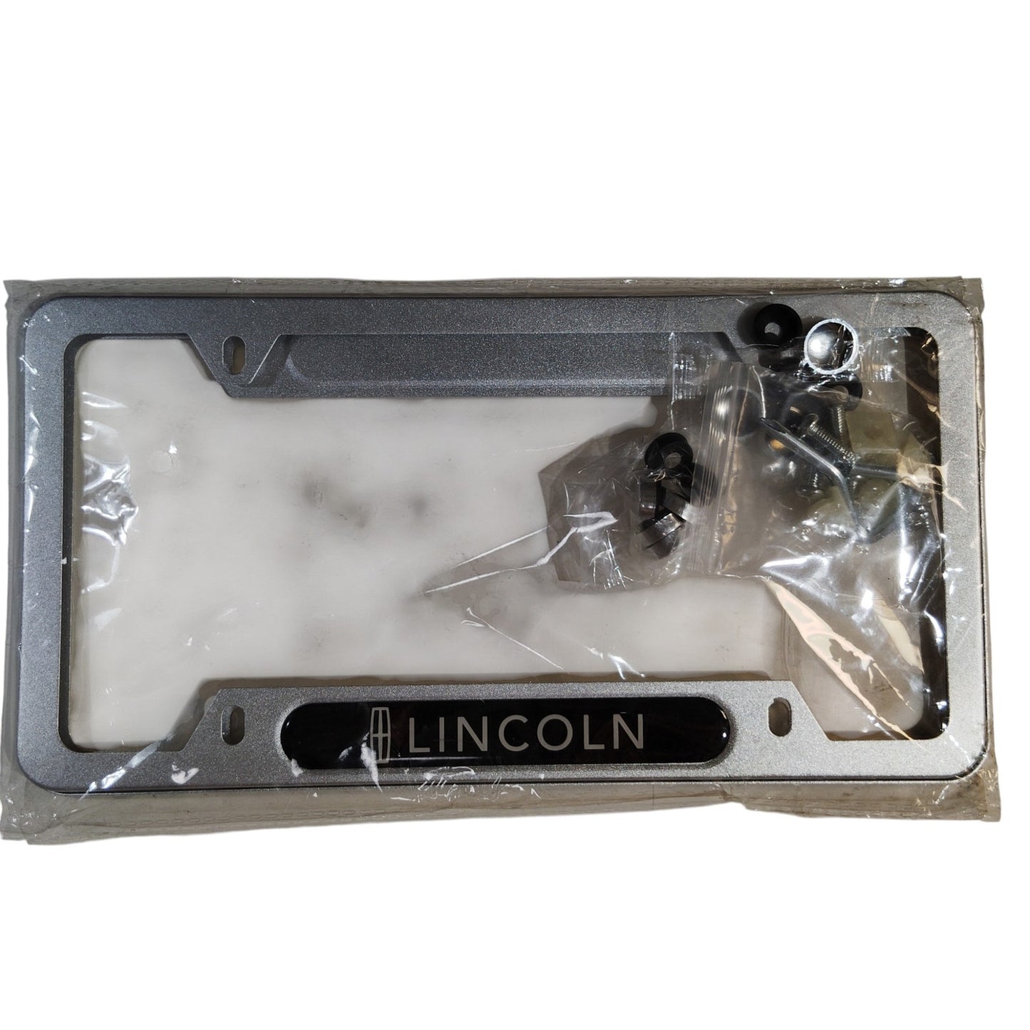 OEM Style License Plate Frames for Lincoln Front & Rear, Standard 6x12 – Silver with Black Insert
