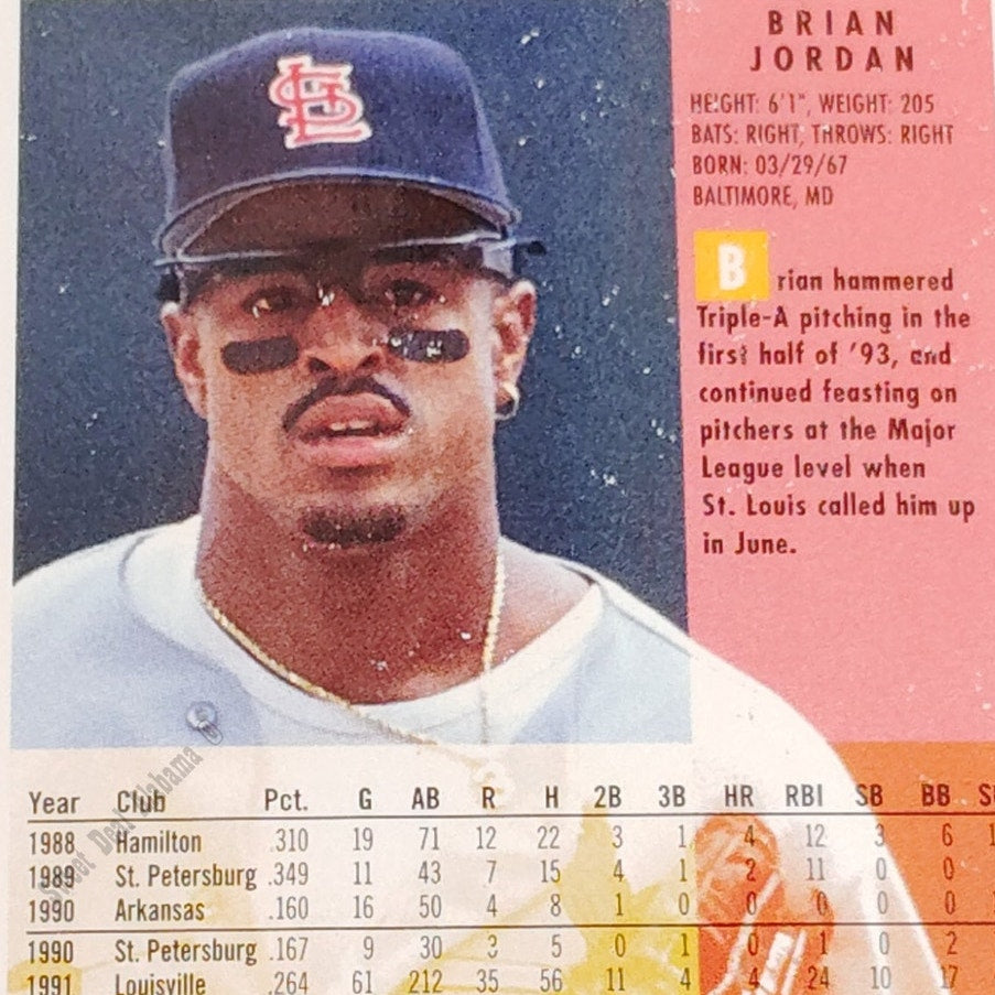 Brian Jordan, St. Louis Cardinals, #634, 1994 Fleer Baseball Collector's Card