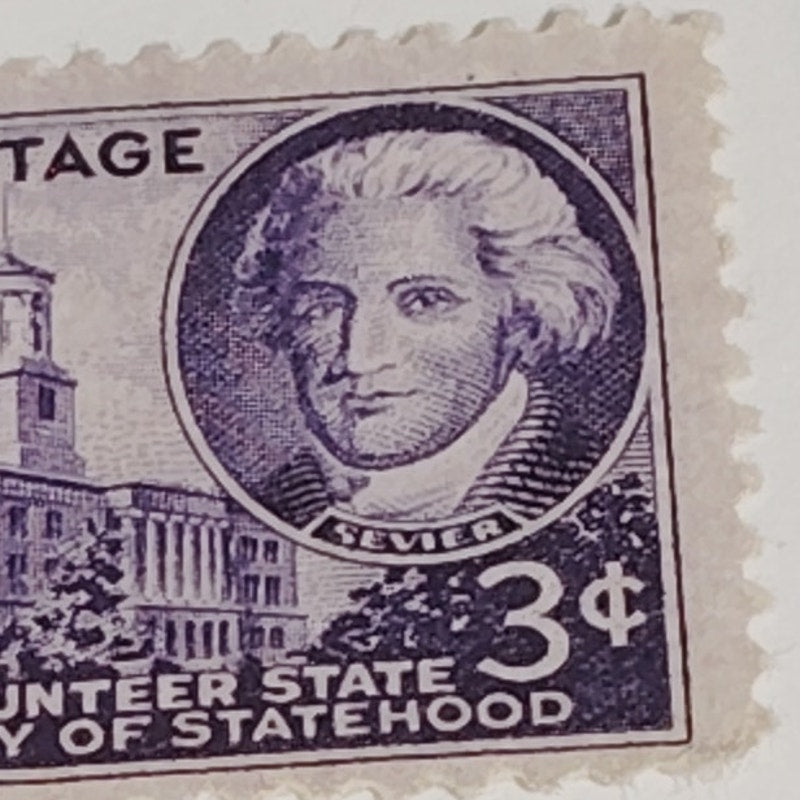 1946 3¢ Tennessee Statehood Stamp – Scott 942 – Jackson & Sevier – Capitol