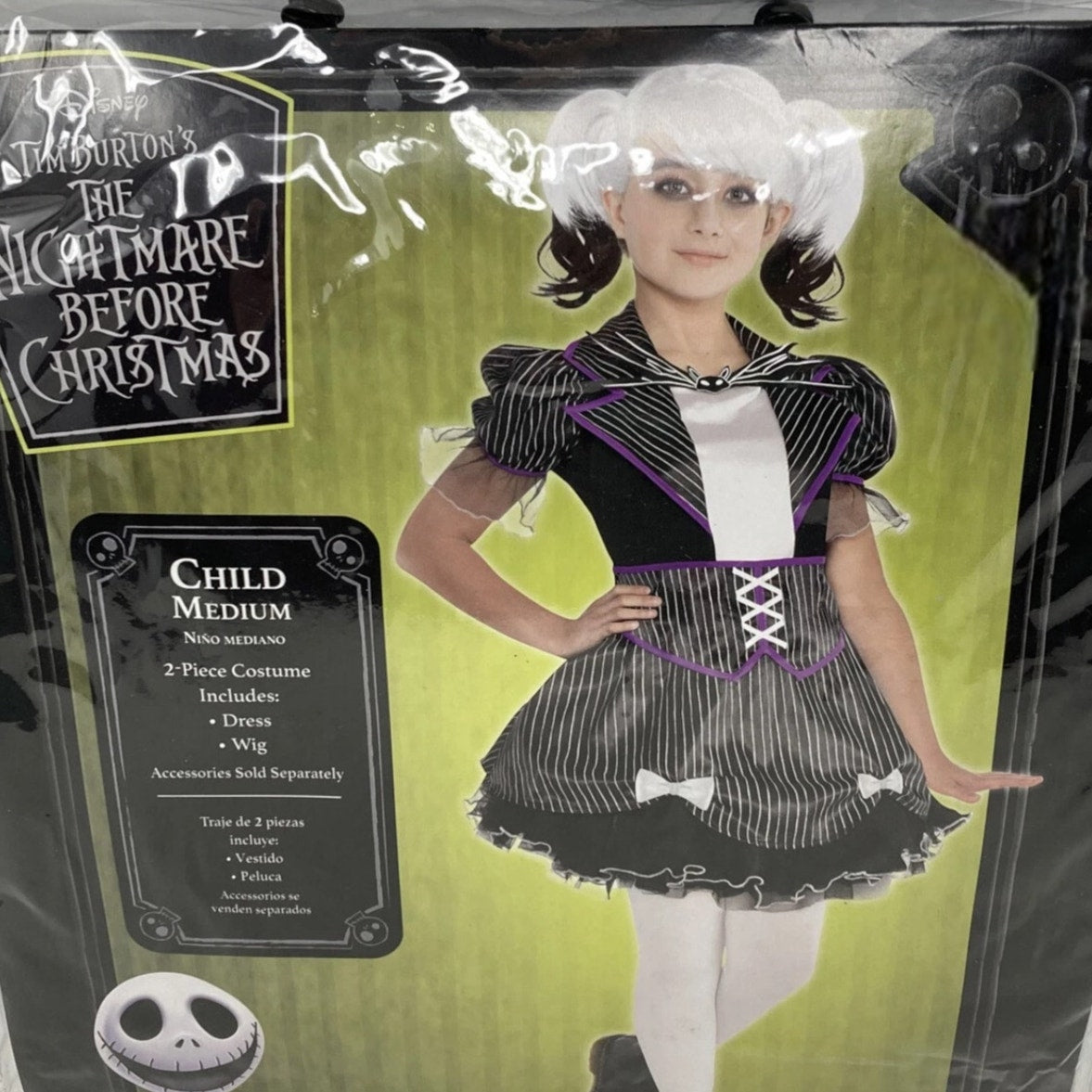 The Nightmare Before Christmas Jack Skellington Costume for Girls – Medium, Accessory Set