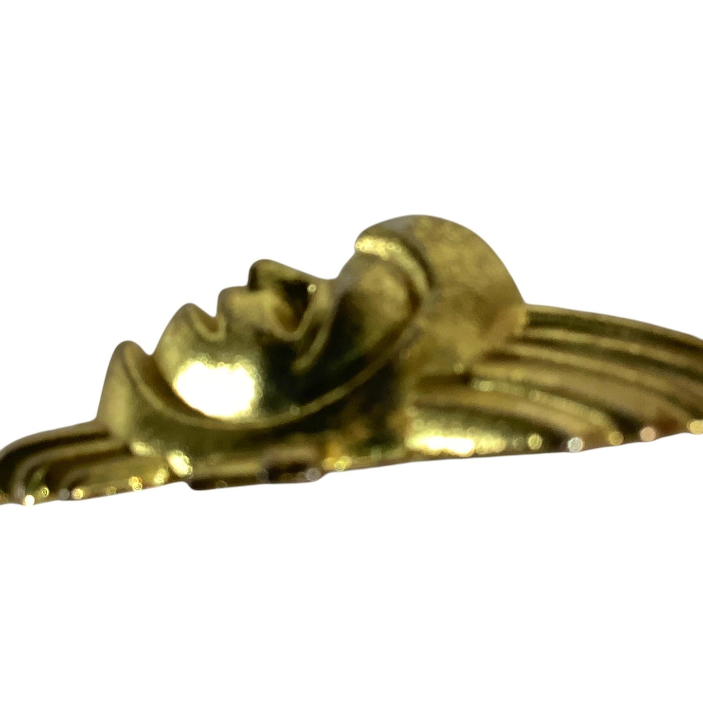 Vintage Aztec Head, Gold Tone, Figurine 1-1/8"H x 1"W