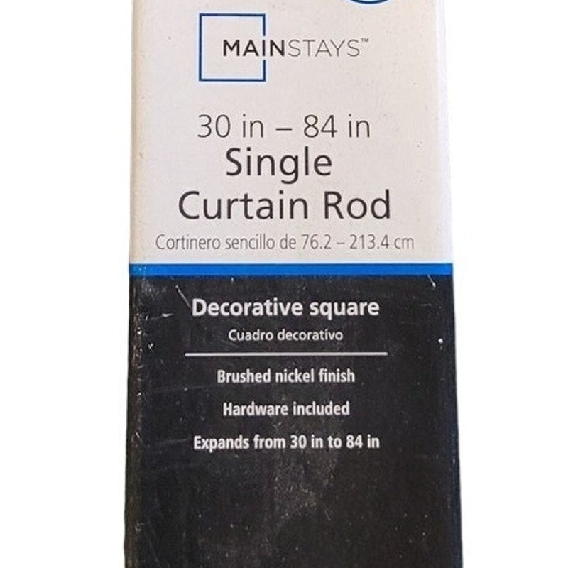 Mainstays 3/4" Brushed Nickel Knob Adjustable Single Curtain Rod Set, 30"-84"