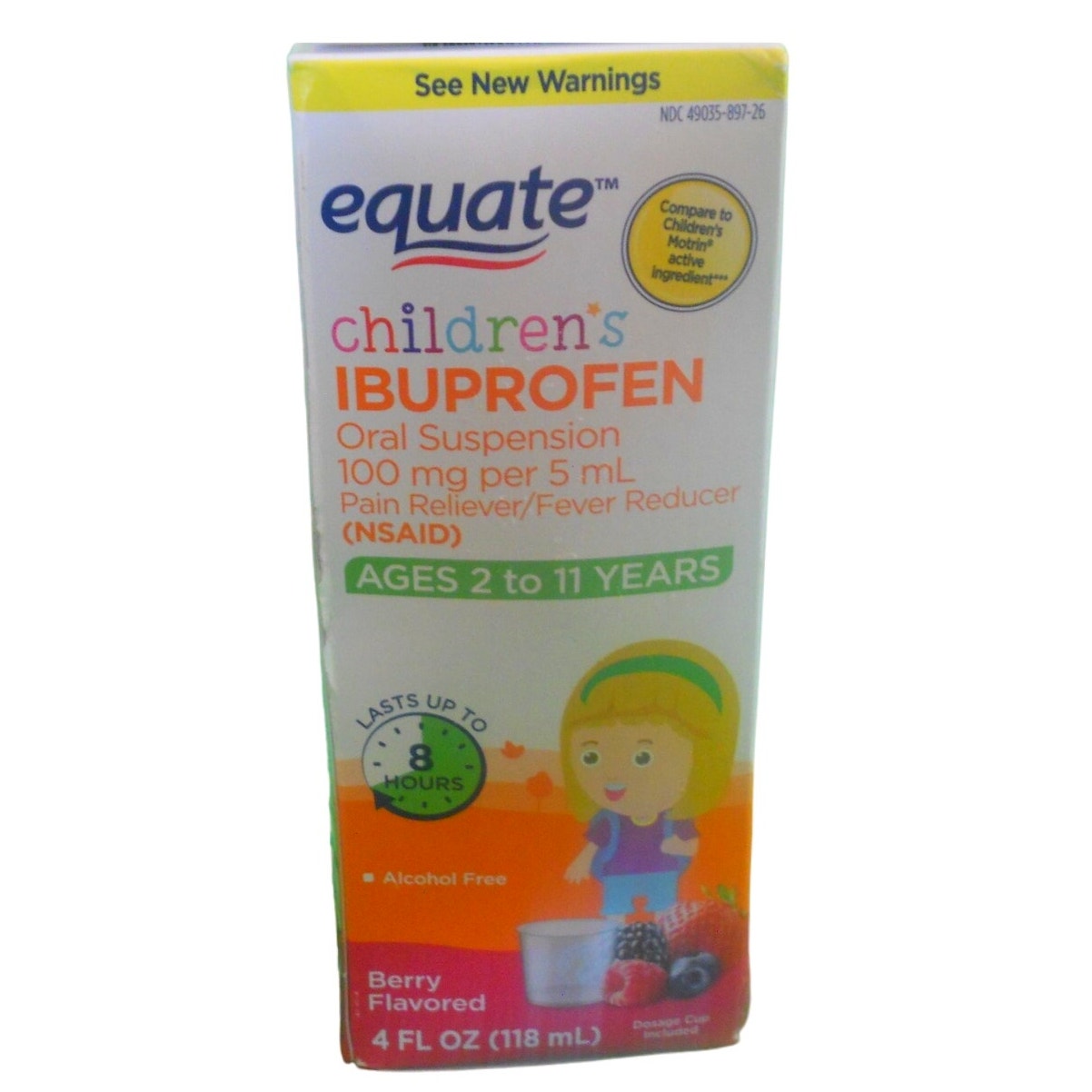 2-PK Equate Children's Ibuprofen Oral Suspension (NSAID), Berry Flavor, 4 fl oz