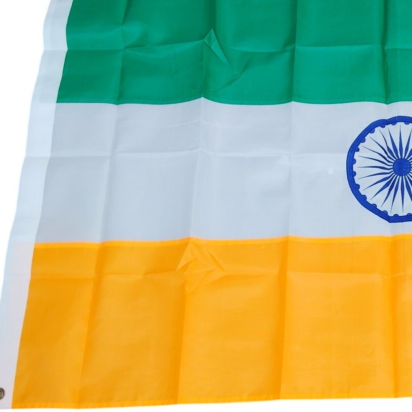 India Flag 3×5 ft Nylon Sewn Stripes Embroidered Ashoka Chakra Brass Grommets