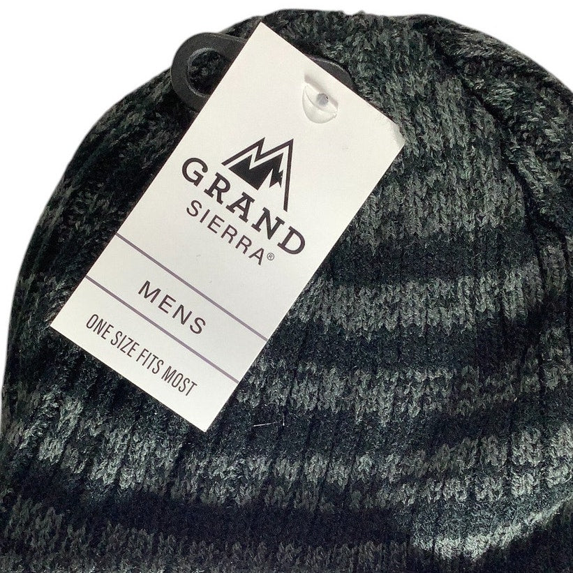 Grand Sierra Men's Adult Beanie / Toboggan Cap, One Size Fits Most, Black/Gray