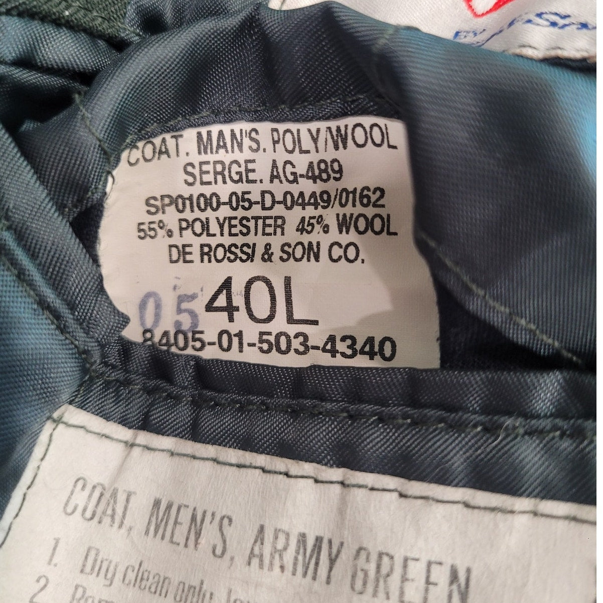 2005 U.S. Army AG-489 Dress Coat – Size 40L, De Rossie & Son Co.
