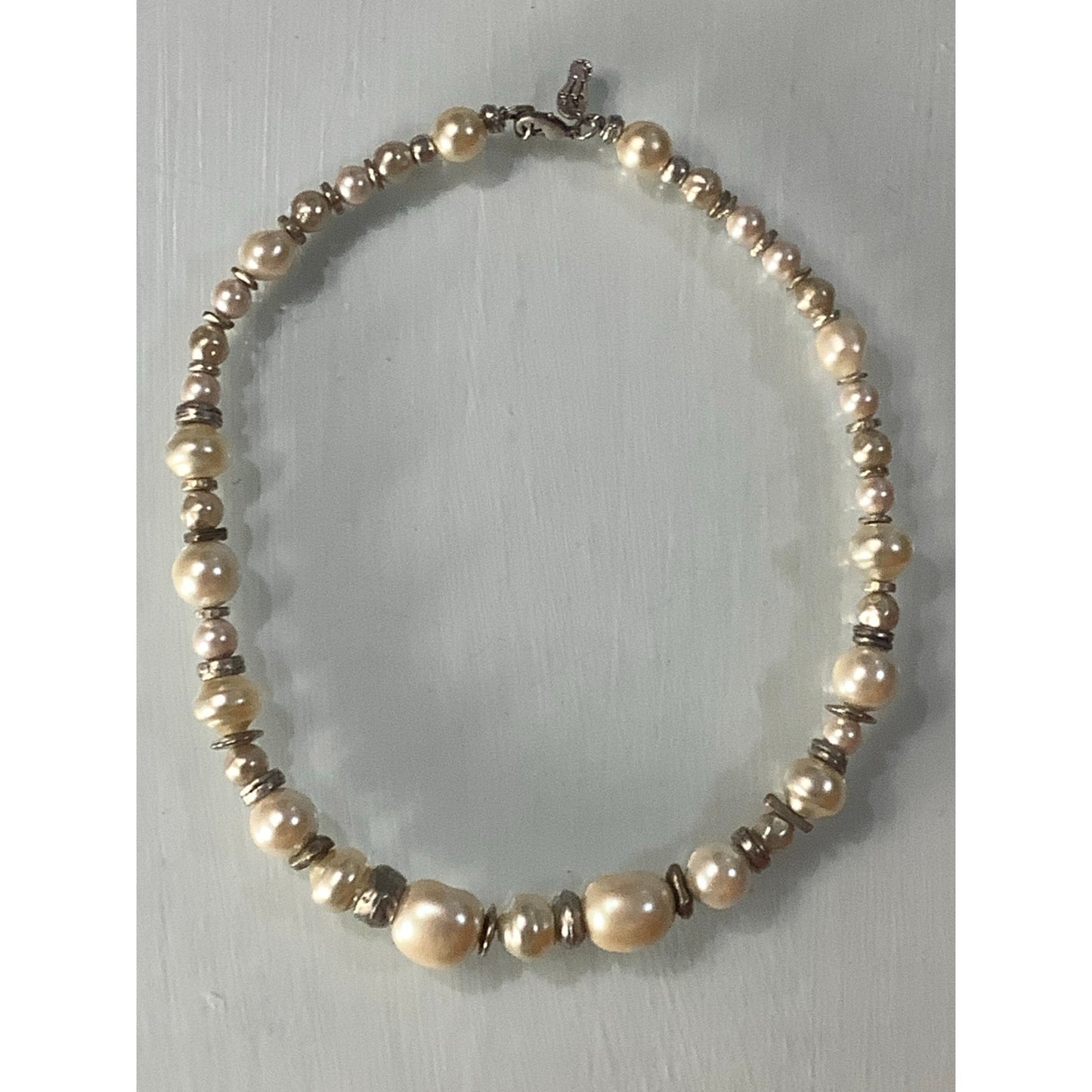 Vintage Jewelry, 2 Necklaces, Small Faux Pearls and 1 Artisan Beads in Design.