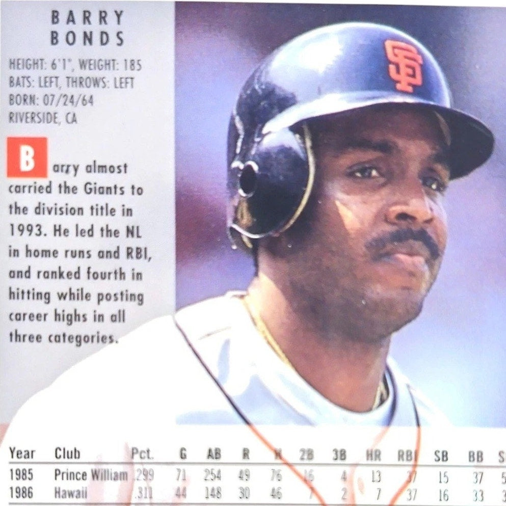 Barry Bonds, San Francisco Giants, #684, 1994 Fleer Baseball Collector's Card