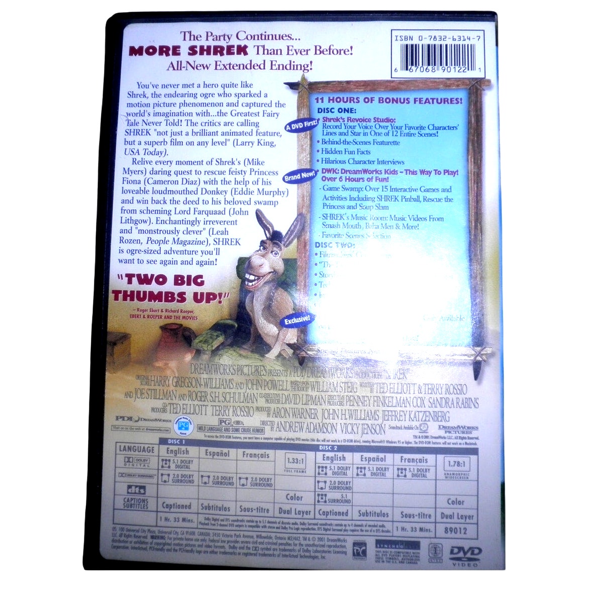 Shrek (Two-Disc Special Edition, 2001) 93 Min. Animated, Family Movie