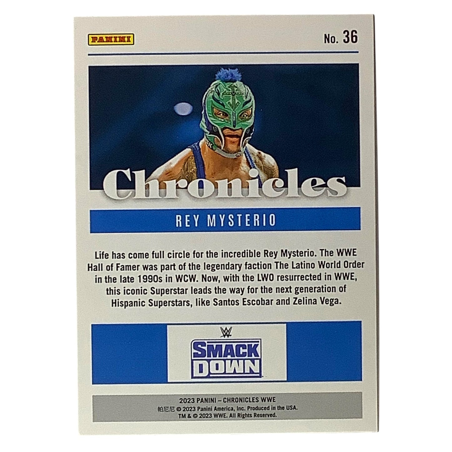 Rey Mysterio, WWE, Card 36, 2023 Panini - Chronicles WWE Collectors Card, NM+