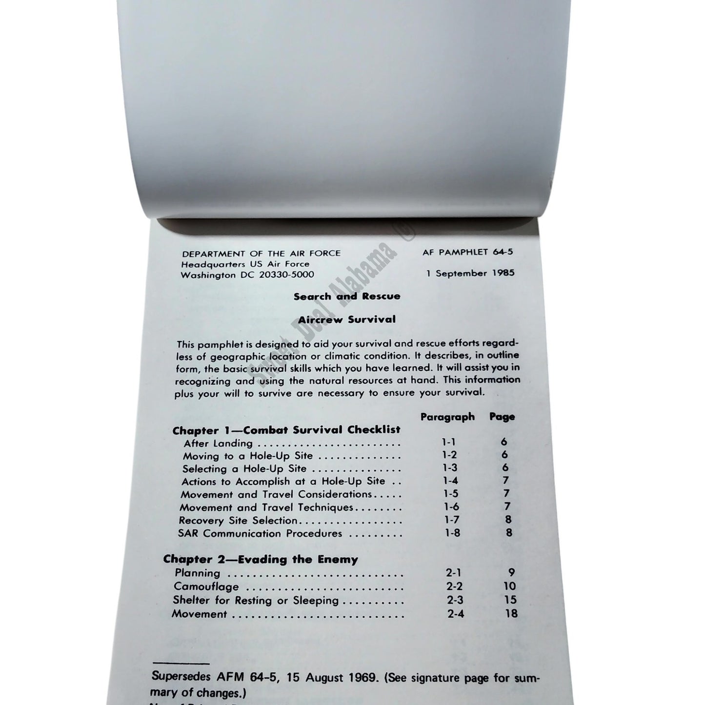 Vintage Sept 1985 Aircrew Survival Pamphlet 64-5, Dept of Air Force, 121 Pages