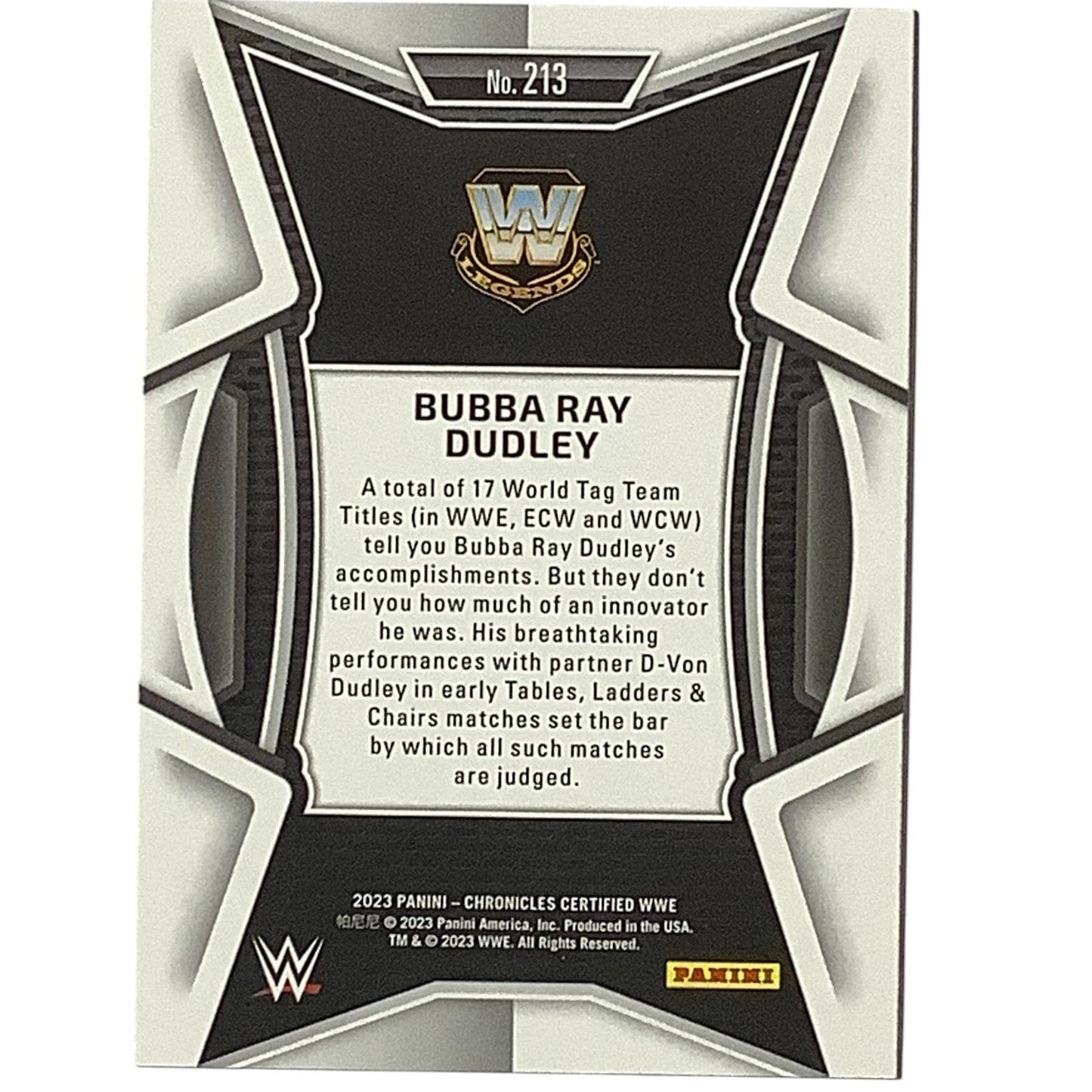 Bubba Ray Dudley, Prism Card 213, 2023 Panini - Chronicles Certified, WWE. NM+