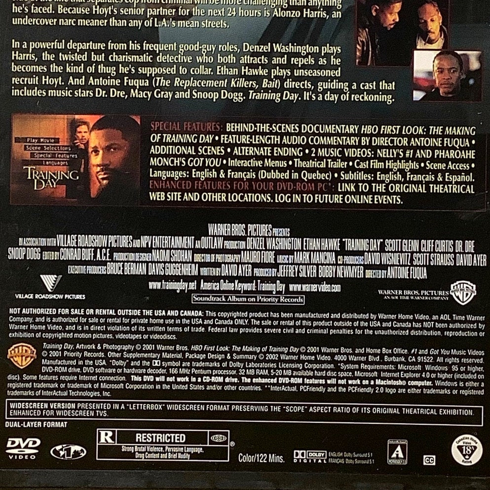 2004 Training Day, Denzel Washington Autograph on Both Case (Snapcase) and DVD