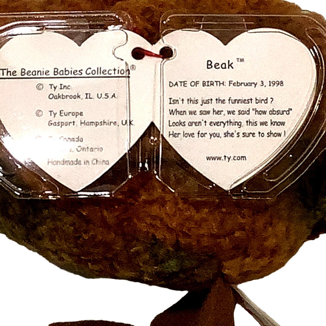 Ty Beanie Baby - BEAK the Kiwi Bird, MWMT'S, Born 2/3/98, Retired 12/23/99