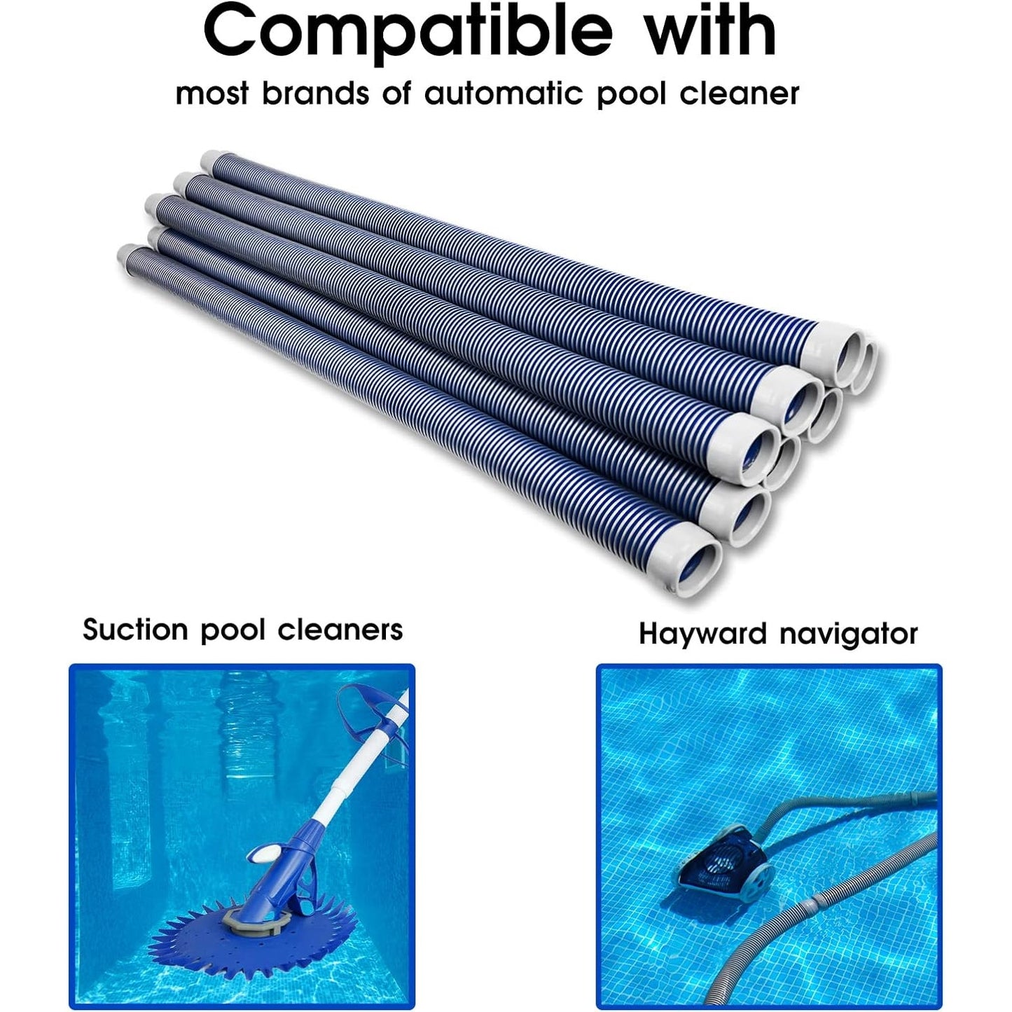 POOLWHALE Pool Vacuum Hose 1.5" 8-Pc Extension Set, Fits Most Automatic Cleaners