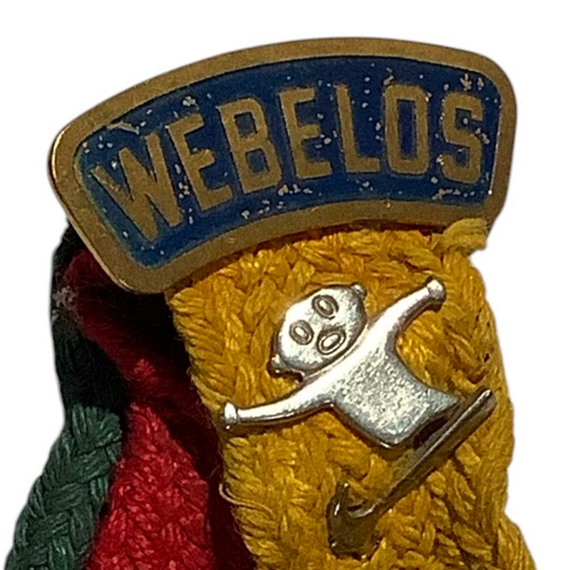 Vintage c1970s Webelos Ribbons with 5 Vintage Activity badges and Year Pins
