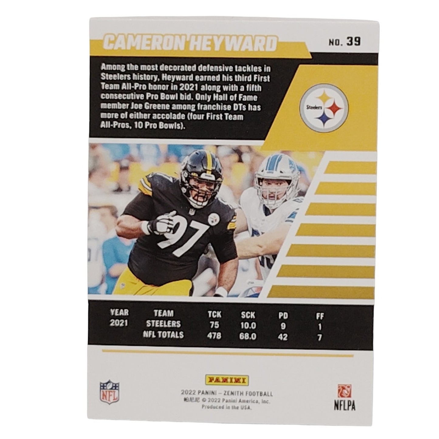 Cameron Heyward, Pittsburgh Steelers, NFL 2022 Panini-Zenith Card 39, EX/NM