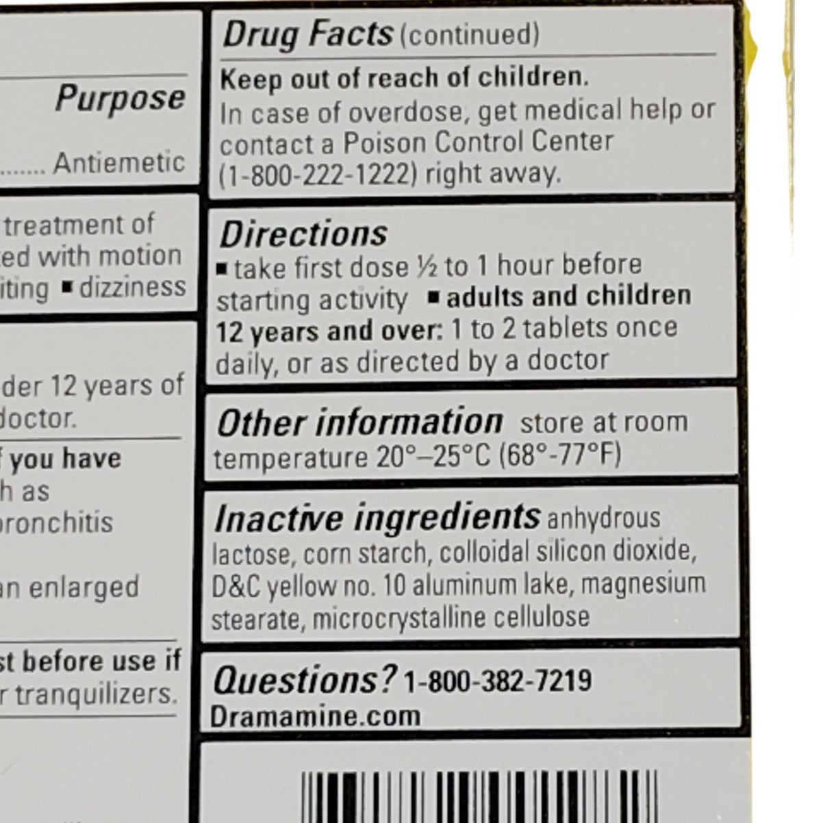 Dramamine Motion Sickness Relief Less Drowsy Formula Travel 8 Tabs Exp. 03/2027