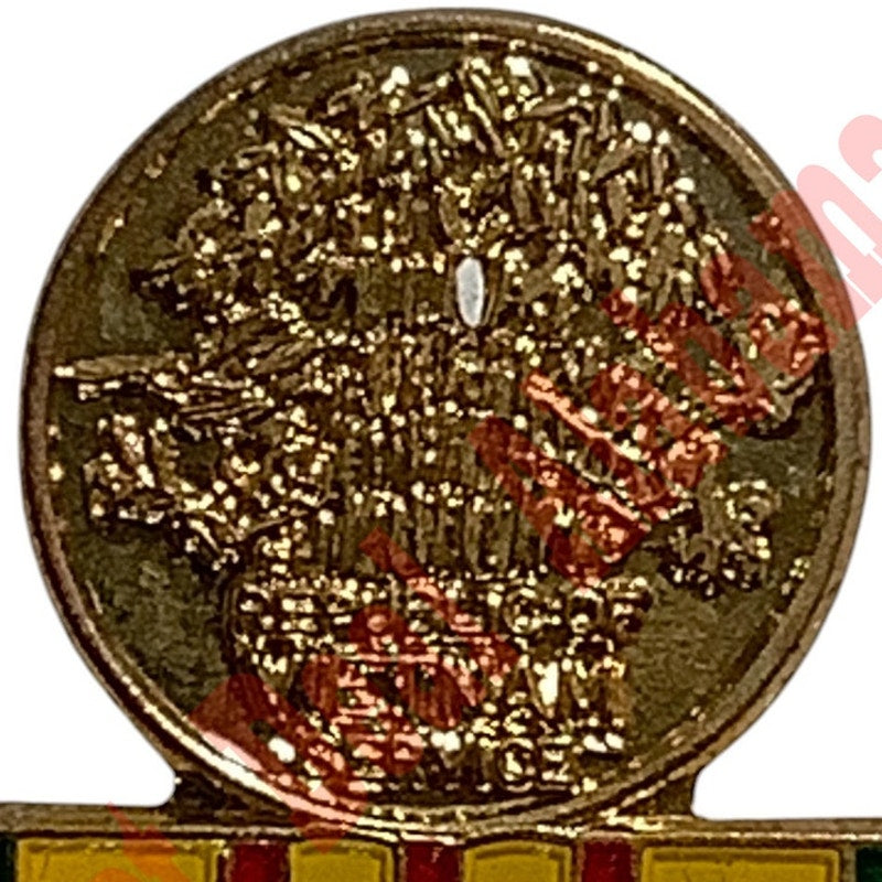 Vietnam Service Ribbon w/ Medallion- Hat, Lapel or Tie Pin 3/4"H x 11/16"W