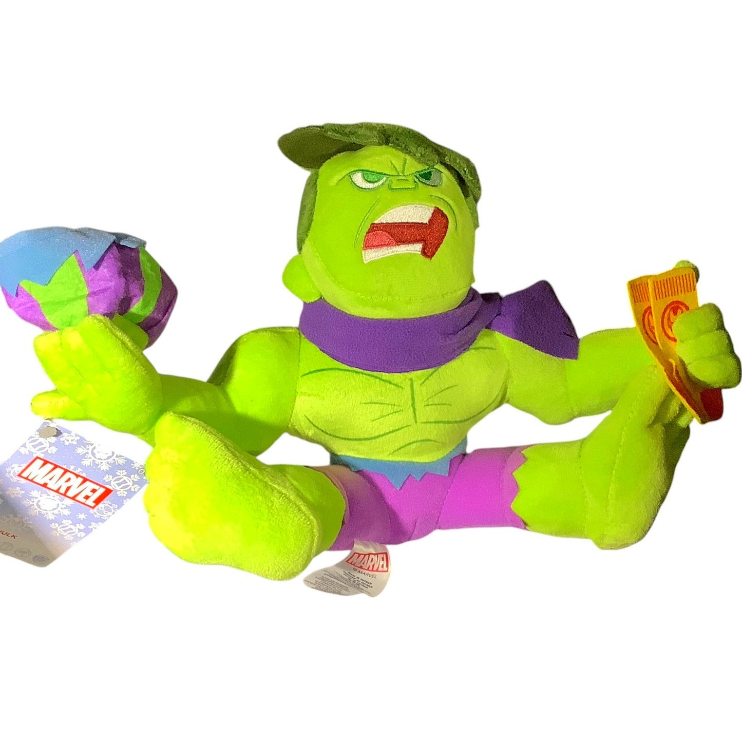 Marvel/ Disney HULK, Holiday Plush with Scarf, Bowl, and Ironman Socks 9" x 13"