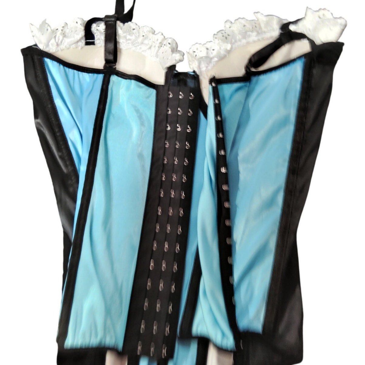 Wonderland Alice Corset Halloween Costume - Black/Blue - Size S/M (Up to Size 8)