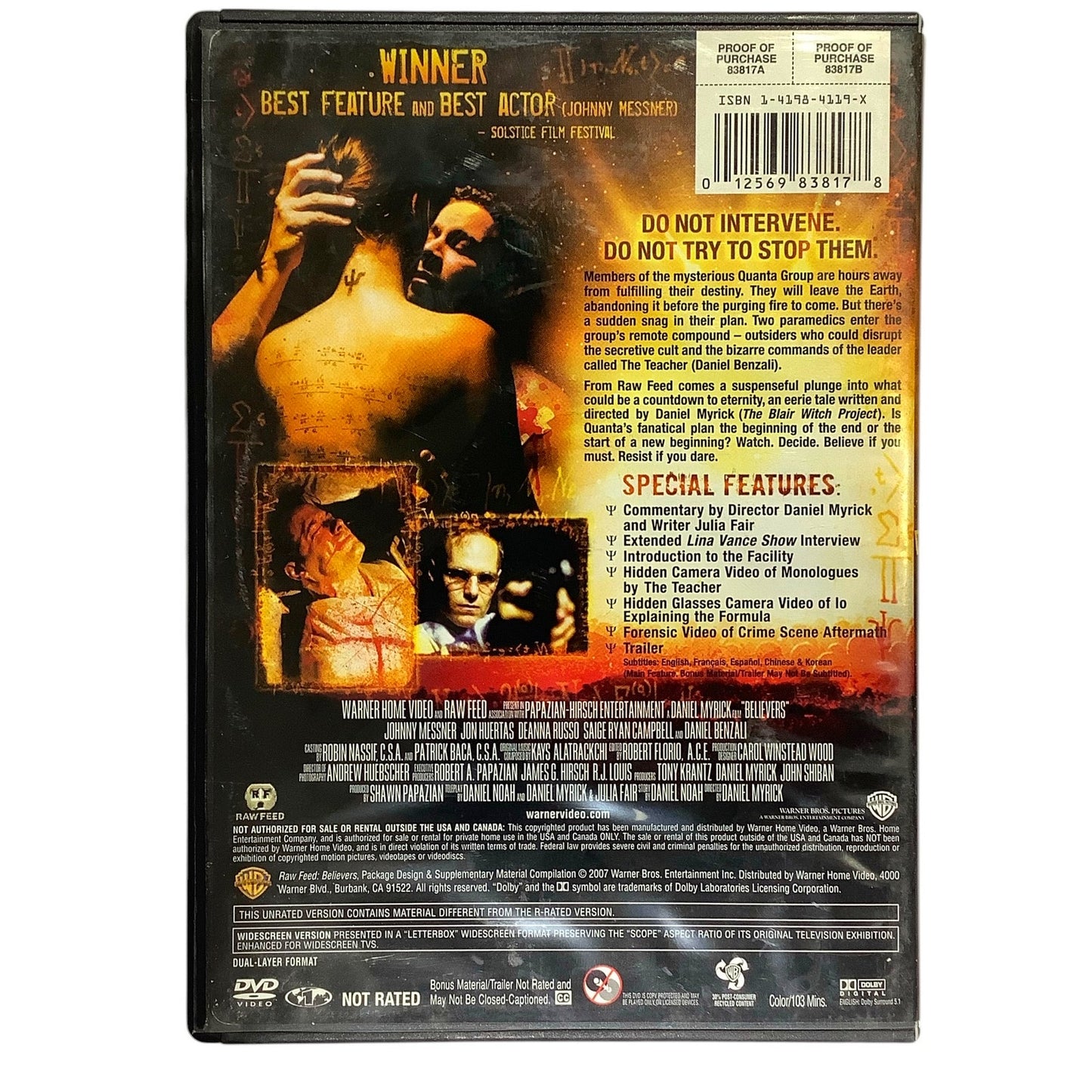 Believers (Raw Feed Series, 2007, DVD) 103 Min. Horror, Mystery & Suspense
