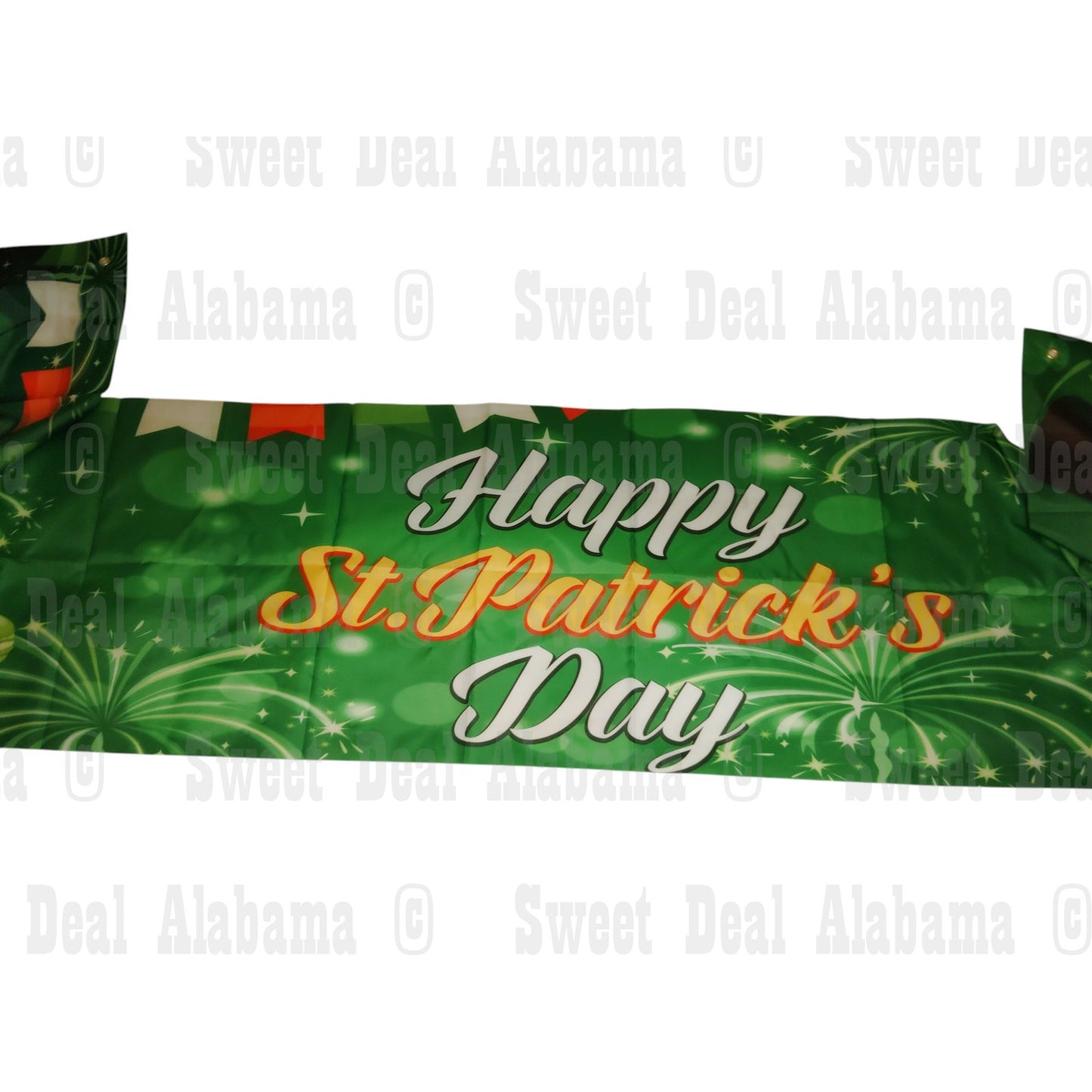 Happy St. Patrick’s Day Banner – 120” x 20” Shamrock Indoor/Outdoor Decoration