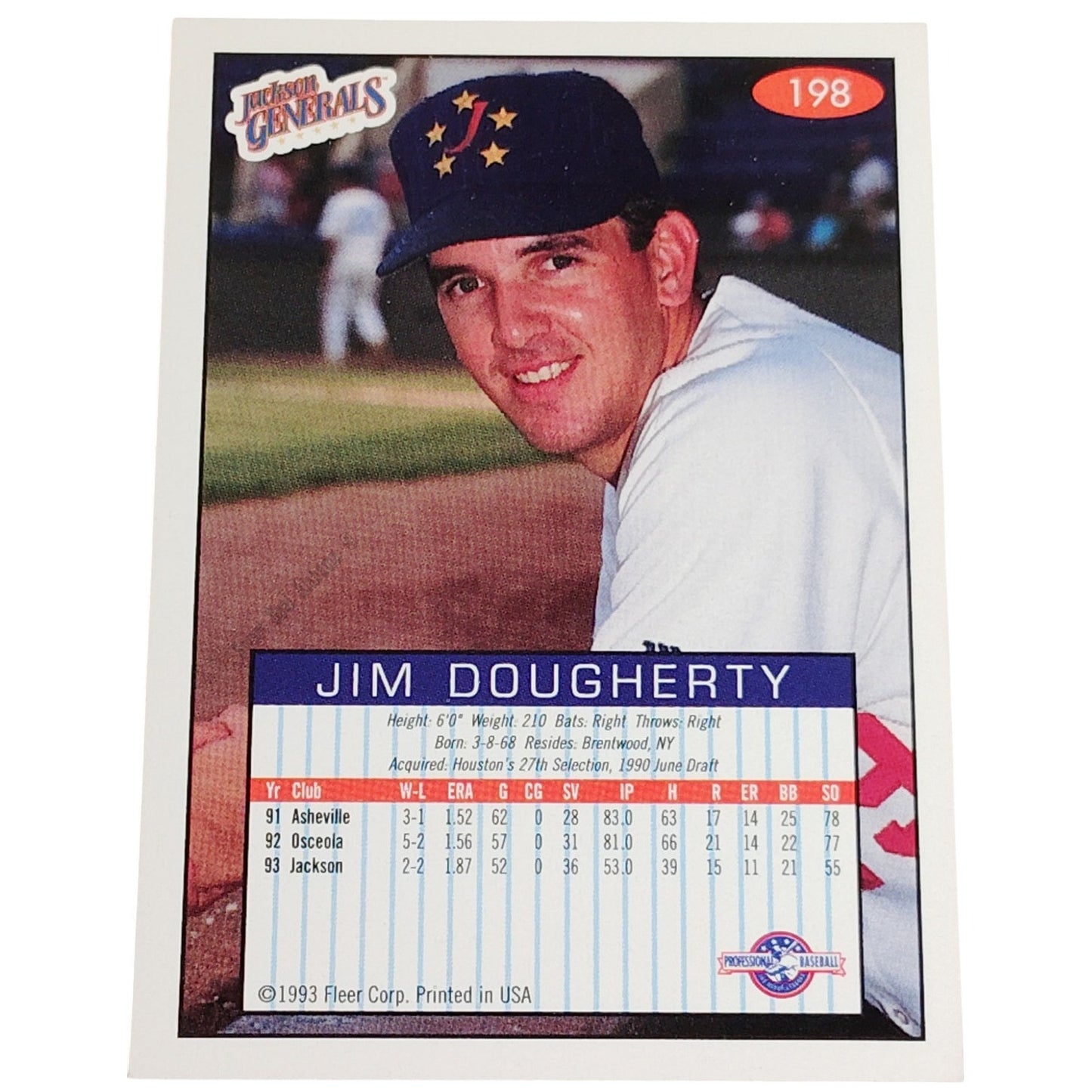 Jim Dougherty, Jackson Generals, No. 198, 93-94 Fleer Excel Minor Leagues